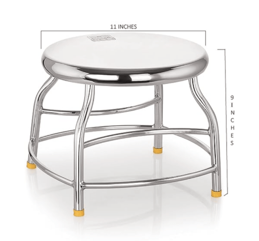 Priya Heavy Durable Stool for Home, Kitchen, Bathroom & Garden(Stool, Diameter-11 inch* H-9inch, Stainless Steel) - Image 2